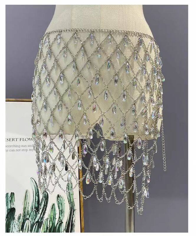 Модная юбка с кристаллами ручной работы