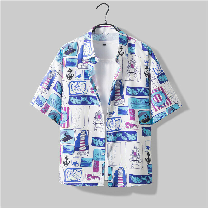 Модный Гавайский Цветущий мужской летний спортивный комплект для отдыха шорты с коротким рукавом Полный комплект из двух предметов для Щенков Мальчиков 1981 рубашка