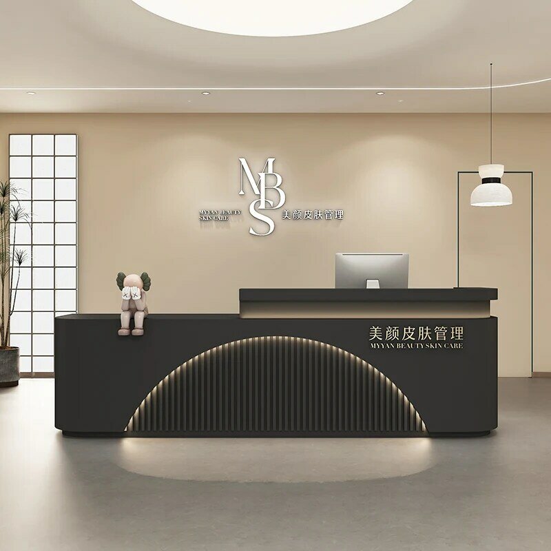 Banco Reception moderno negozio di abbigliamento salone di bellezza informazioni scrivania semplicità cassiere Mesa De Madera blanpaluxury Furniture