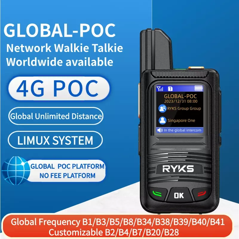 Global-Intercom 4G PoC Walkie talkie Internet radio bidirezionale Sim Card walkie talkie a lungo raggio 5000km coppia GPS ham