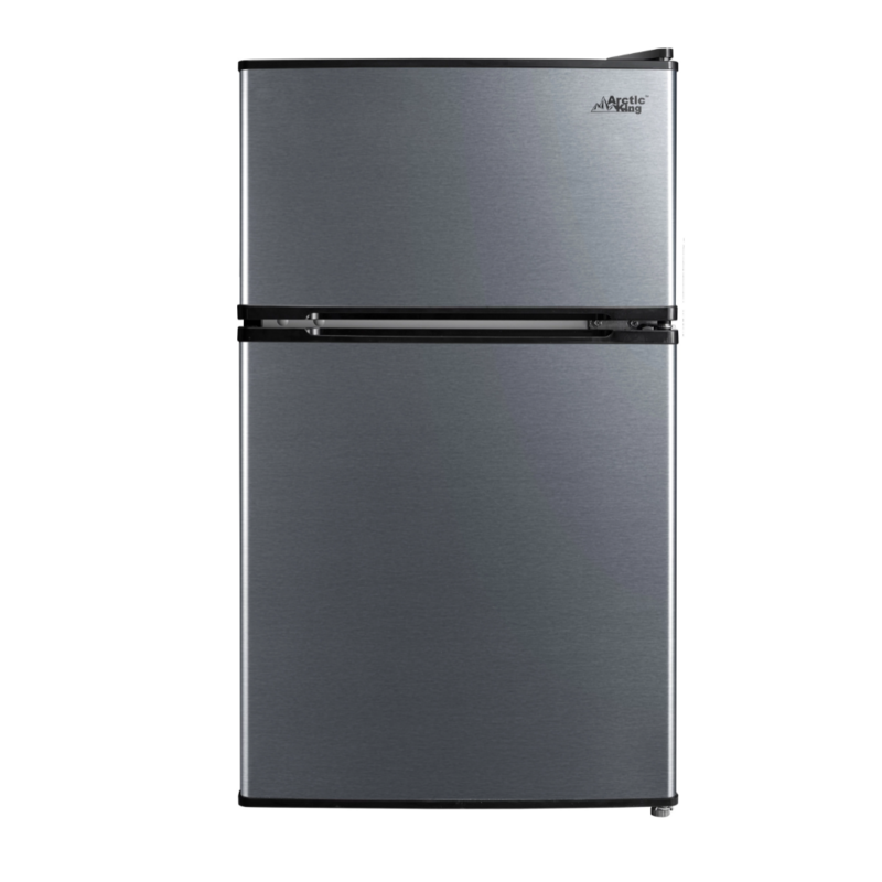King 3.2 Cu ft kulkas kompak dua pintu, kulkas dengan Freezer, baja tahan karat, e-star (stok AS)