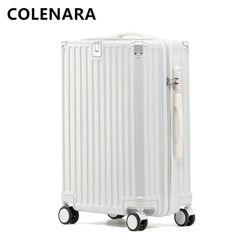 Colenara-男性と女性のためのジッパー付きアルミニウムフレームスーツケース、ボードボックス、大容量の荷物、トロリーケース、pc、20 "、22" 、24 "、26" 、28"
