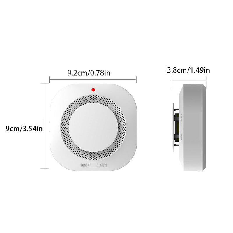 Compact Smoke Detector Sensor Alarm For Easy Installation Wireless Smoke Detector Sensor Alarm ABS White