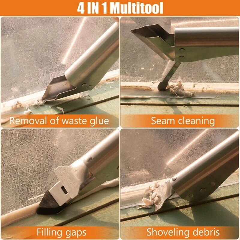 Atualizado aço inoxidável calafetagem ferramentas, 4 em 1 selante acabamento ferramenta 5 silicone rodo, ferramenta de remoção de rejunte fácil instalar
