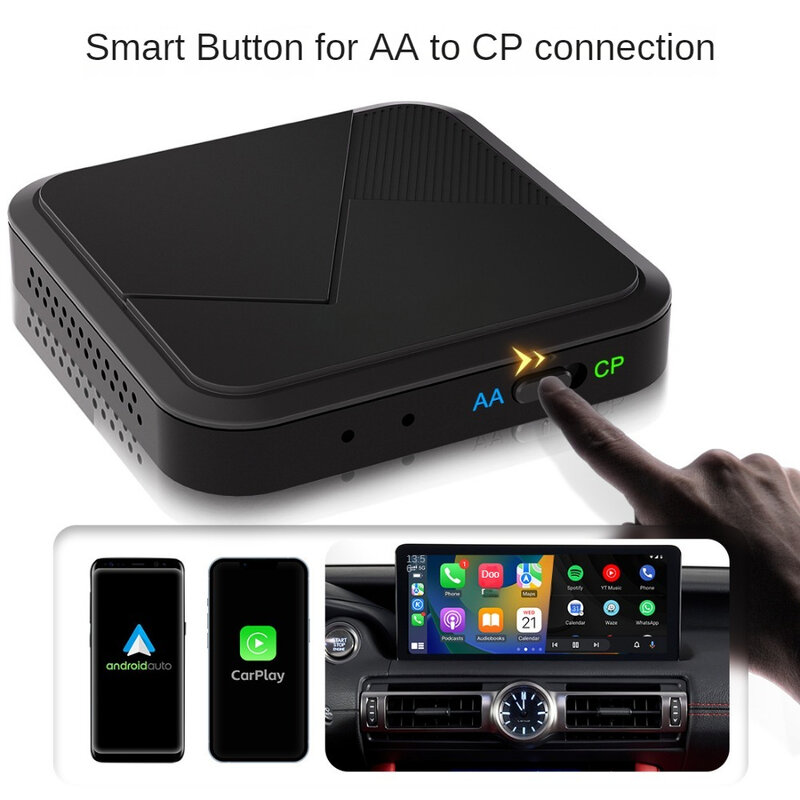 Bezprzewodowy CarPlay Android Auto zasilacz automat samochodowy inteligentny AI Box przewodowy-line do bezprzewodowego