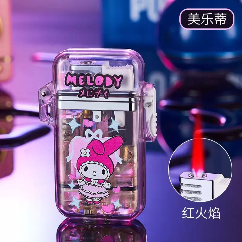 Kuromi-encendedor de luz estroboscópica de llama rosa, Kawaii encendedor de Hello Kitty, encendedores de melodía Cinnamoroll, entrega rápida