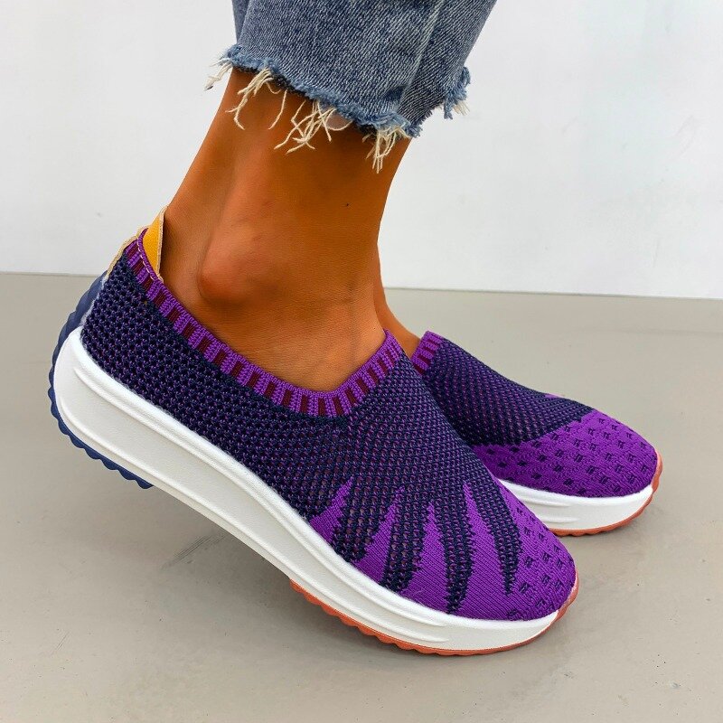 2024 Mode Damenschuhe Slip-On Casual Sneakers Damen weiche vulkan isierte Schuhe Mesh Sneakers Plateaus chuhe Damen trendy