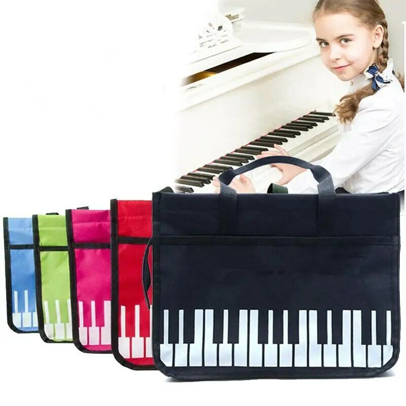 Creative Piano Keyboard Pattern Children's Handbag Large Capacity Music Score Storage Bag Zipper Note Piano Stationery Bag Gift
