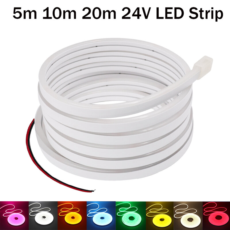 24V LED Neon Light 5x11mm Flexible LED Strip Light 2835 120LEDs Waterproof LED Tape White Warm Ice Blue Yellow Pink 0.5-20m