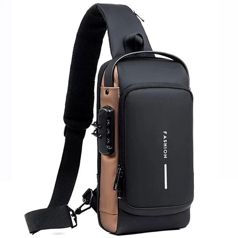 Sac à bandoulière USB antivol multifonction pour homme, sac à bandoulière pour voyage, sacs de poitrine, Pack de sacoches pour homme