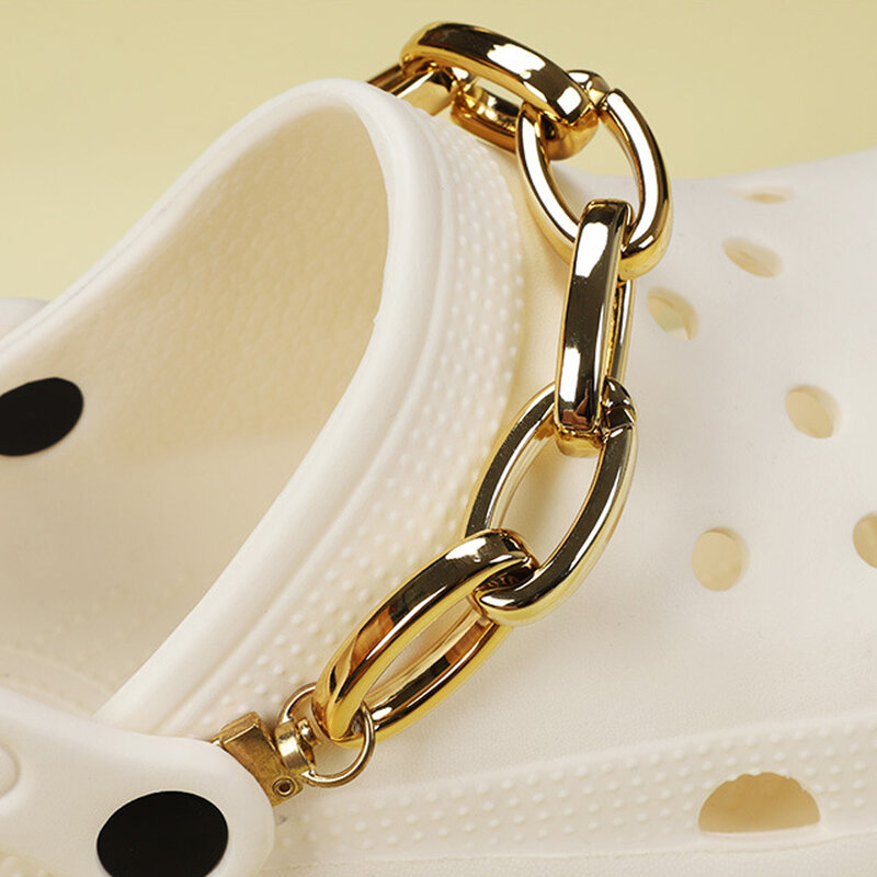 1 шт. подвески для обуви Croc, золотая, серебряная, блестящая, черная цепочка для обуви, металлическое украшение «сделай сам», подвесная Пряжка для подарка, аксессуары для шнурков