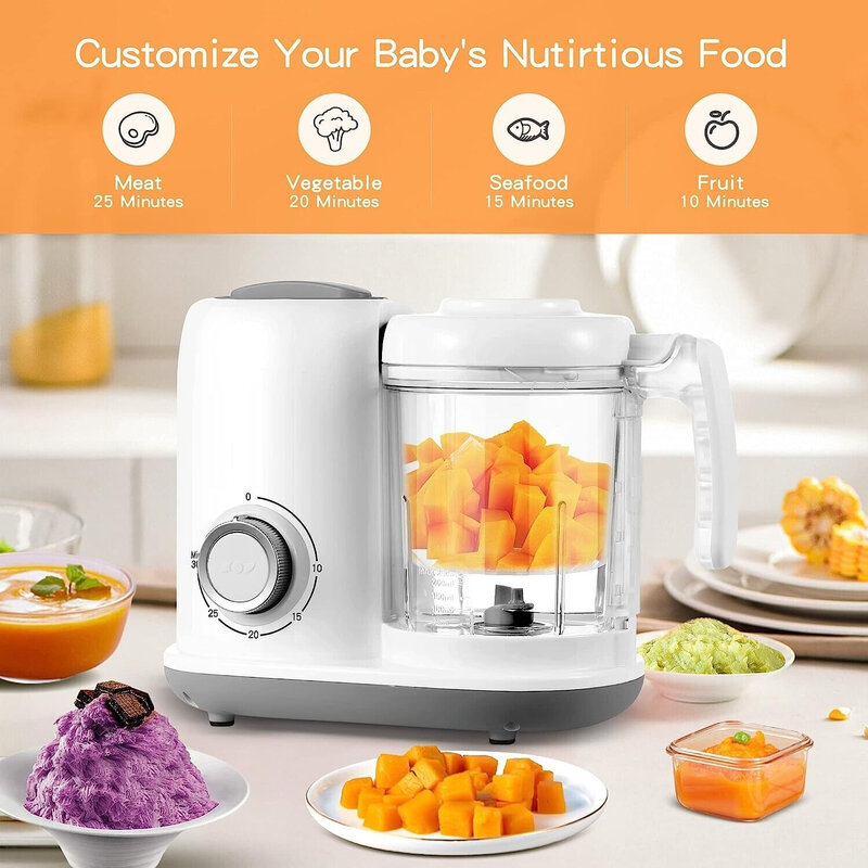 TopStrong-Multifuncional Baby Food Maker, Processador De Alimentos, 400ml Bowl, Branco, BFM001
