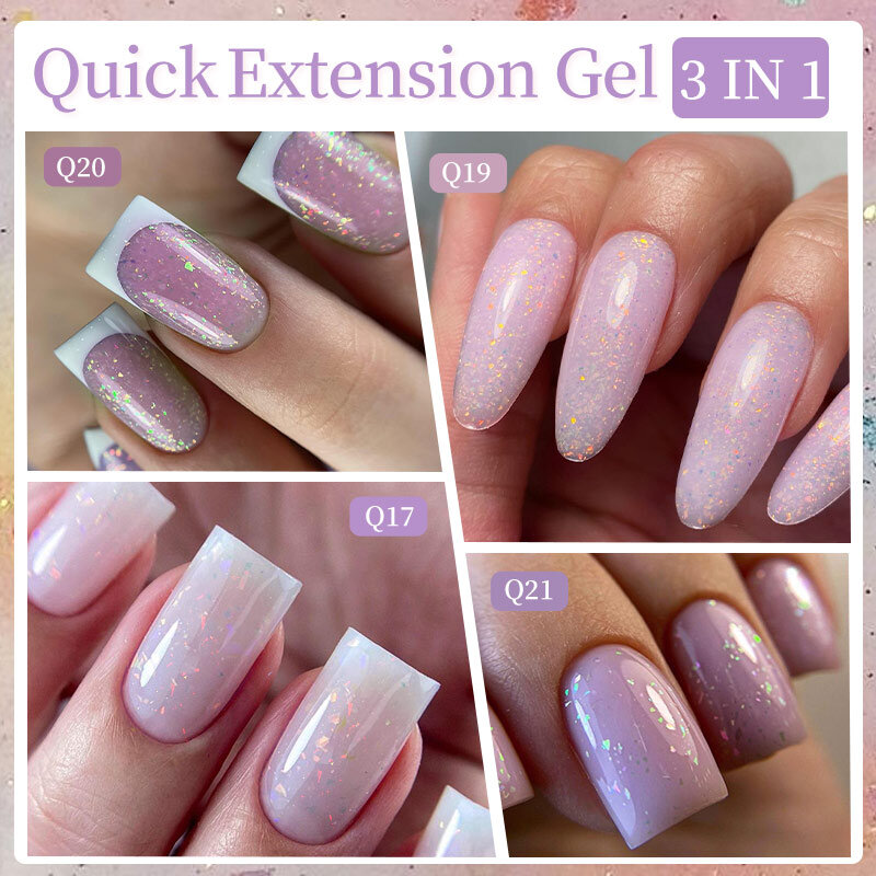 LILYCUTE 7ml Glitter Quick Extension Gel Nail Polish Purple Nude Flakes Vernis Semi Permanent UV Gel Varnishes Nail Art Manicure