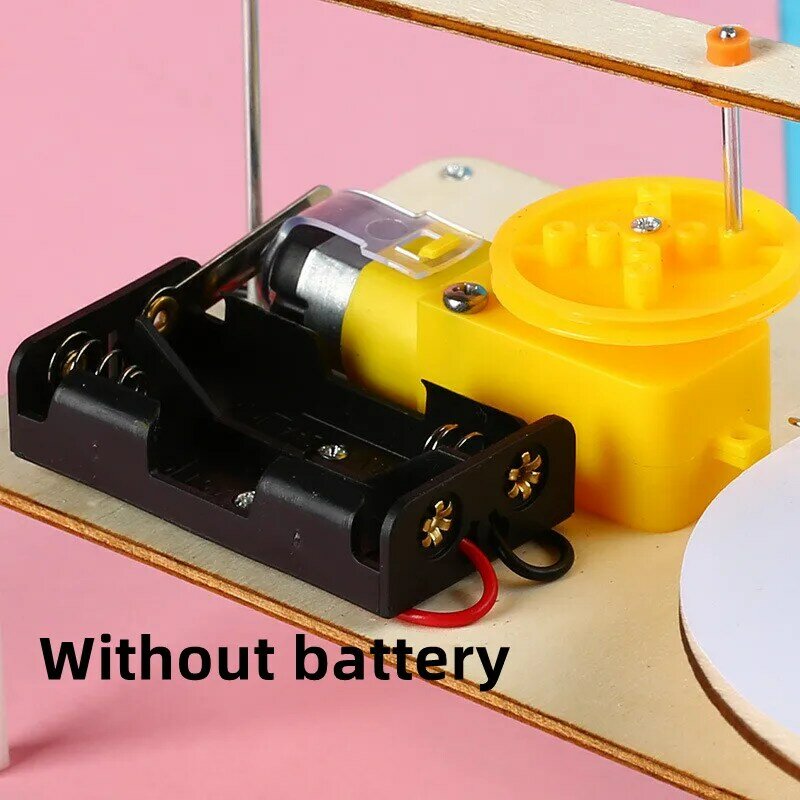 DIY Kids Creative Assembled Wooden Electric Plotter Kit Model Automatic Painting Drawing Robot Science Physics Experiment Toy