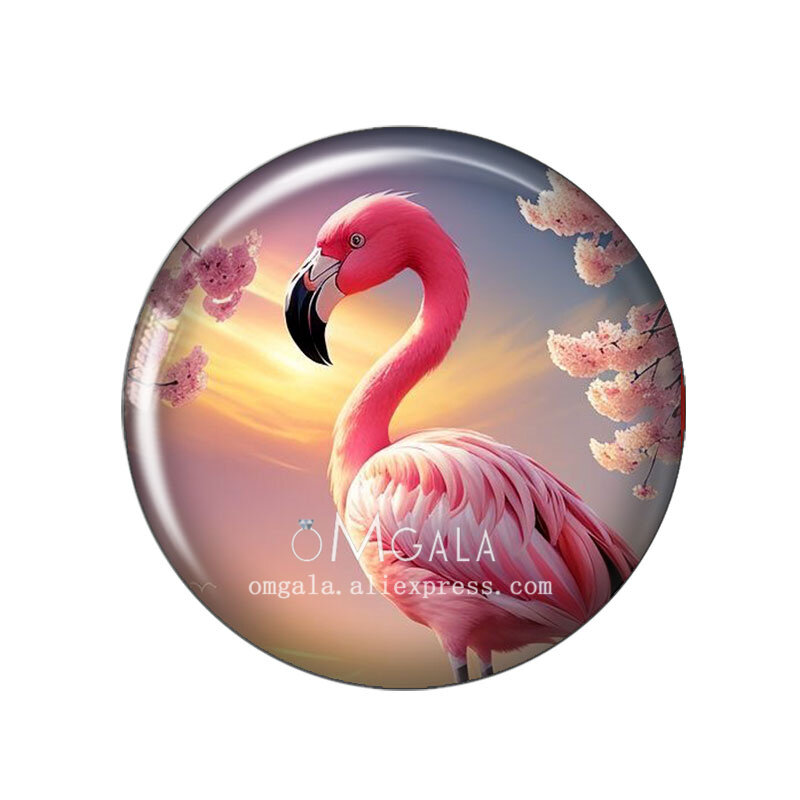 New Beauty Pink Flamingo Art Paintings 12mm/18mm/20mm/25mm Round photo glass cabochon demo flat back Making findings