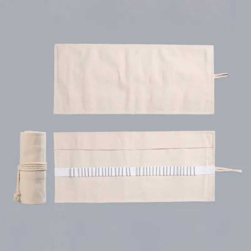12/24/36/48/72 furos lona roll up caneta cortina lápis saco para caso maquiagem envoltório titular bolsa armazenamento
