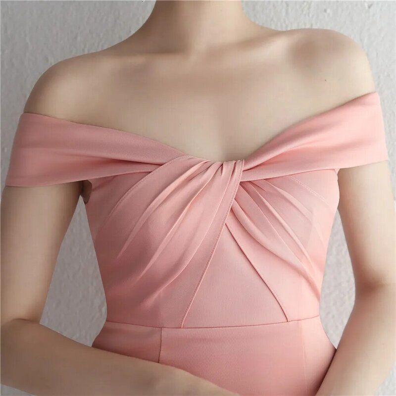 Женское вечернее платье-русалка, элегантное Плиссированное длинное платье с открытыми плечами для гостей вечеринки или выпускного вечера