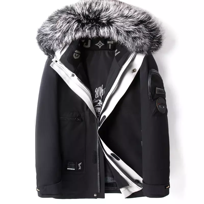 AYUNSUE Winter Fur Parkas Men Clothing Rabbit Fur Liner Detachable Fur Coat Keep Warm Fox Fur Collar Coats Jackets Hooded SGG773