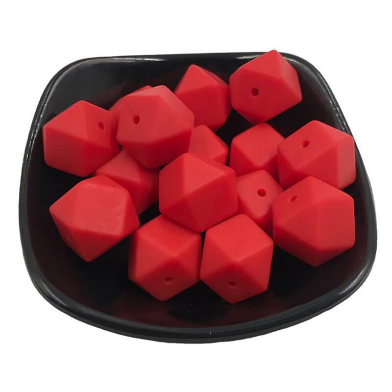 Cute-idea14/17mm silicone alimentare perline di icosaedro colorato poligono massaggiagengive giocattolo masticabile catena ciuccio fai da te
