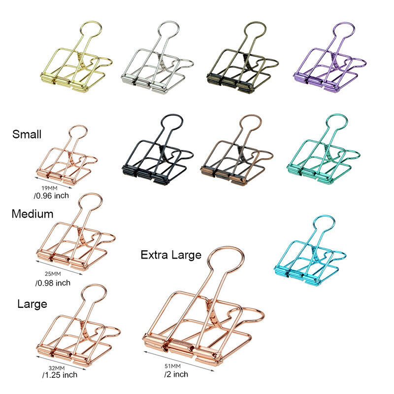 20 Pieces Metal Paper Clip Hallow Anti-rust Examination Papers Clips Rose