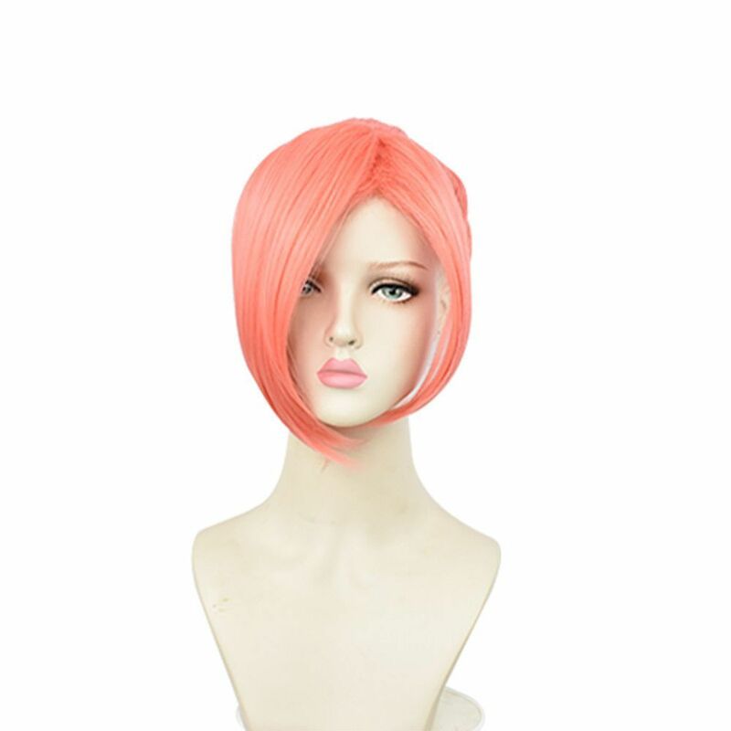 Cosplqy-Peluca de pelo falso para mujer, cabellera sintética, estilo Cosplay, bonito Anime, fiesta, color rosa ahumado