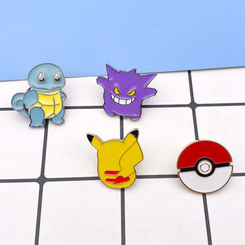 Pokemon Kawaii Anime Figuren Poké Bal Metalen Broche Badge Speelgoed Cartoon Pikachu Gengar Model Tas Decor Accessoires Pin Kids Geschenken