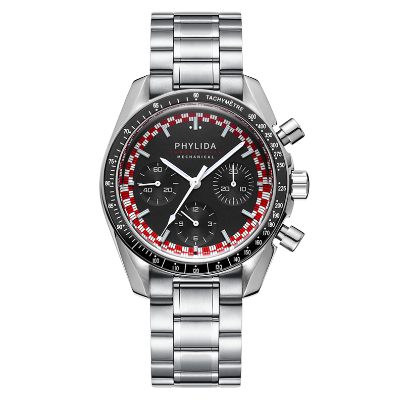 PHYLIDA 40mm herren Uhr ST19 Mechanische Chronograph Armbanduhr Handaufzug Top Hut Sapphire Kristall Schnelle Limited Edition