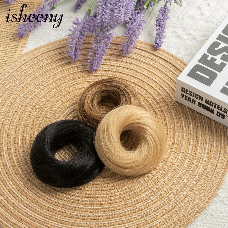 Blonde Human Hair Buns Chignon Updo Donut Wrap Ponytail Hair Extensions Remy Hairpiece Real Natural Human Hair 11 Color