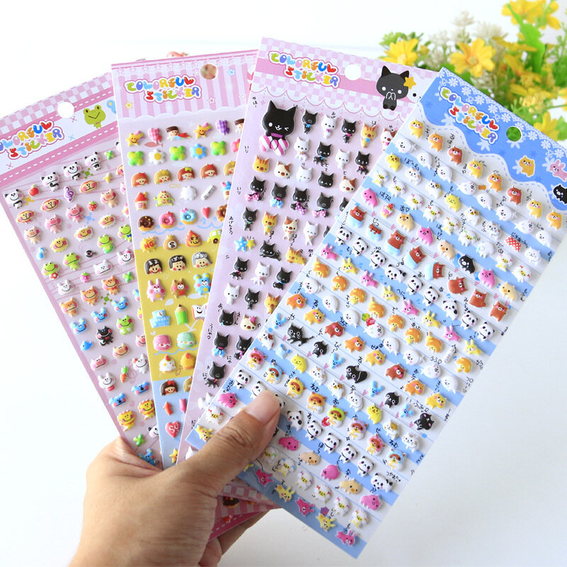 3D Puffy Bubble Stickers para crianças, Cartoon Princess, carros, animais, à prova d'água, DIY Baby Toys for Kids, Boys, Girls, 1Pc