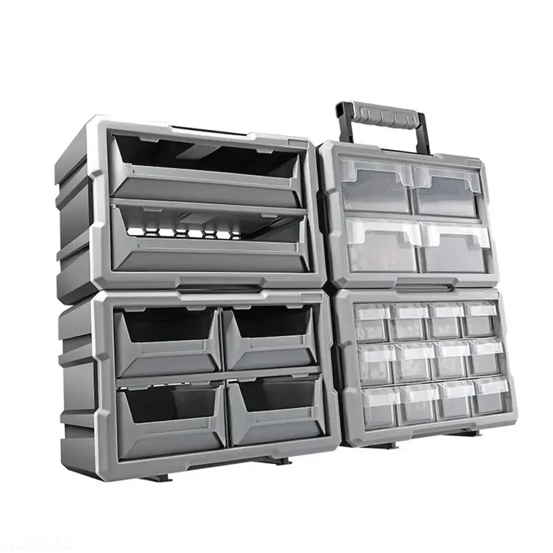 Pièces en plastique de boîte à outils, valise de mécaniciens, vis, accessoires d'évaluation, boîte à outils professionnelle, MEL-grille multiple