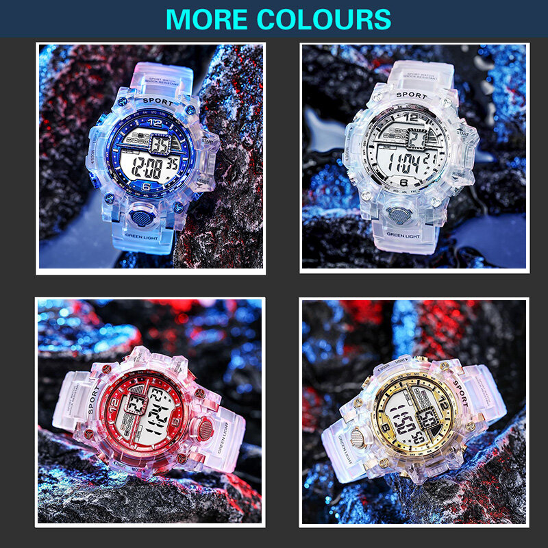 YIKAZE Digital Man Wristwatches Luminous Chronograph Military   Watch for Men Outdoor Sports Waterproof  Men's LED Watches