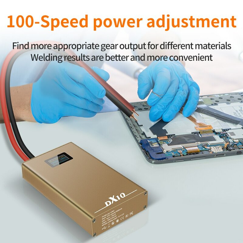 DX10 saldatrice a punti portatile OLED batteria regolabile saldatrice a punti saldatrice strumenti 0.12/0.15mm nichel per 18650 penne a punti 8awg