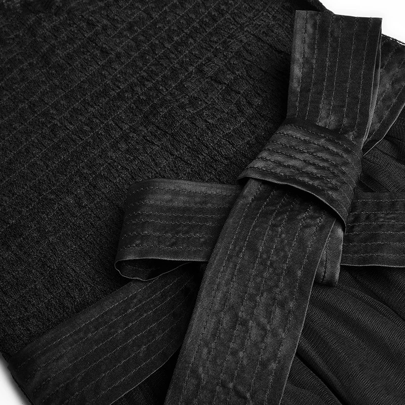 용수철 여성용 스탠드 칼라 메쉬 긴 소매 레이스업 볼 가운, 우아한 블랙 드레스, 2023 패션 디자이너