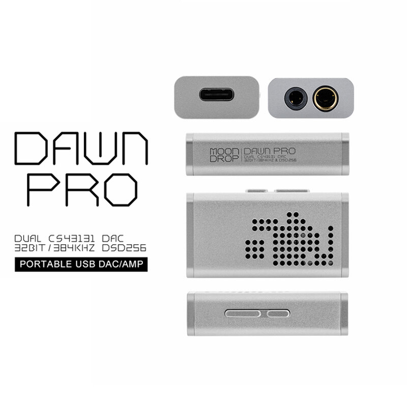 MOONDROP DAWN PRO HIFI Portable USB DAC Headphone Amplifier Dual CS43131 DSD256 PCM 32/384KHZ TYPE-C Input 3.5mm 4.4mm Balanced