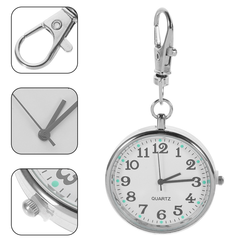 간호사 테이블 열쇠 고리, 걸이식 펜던트 시계, 라운드 클립온, 간호사 유리 고리