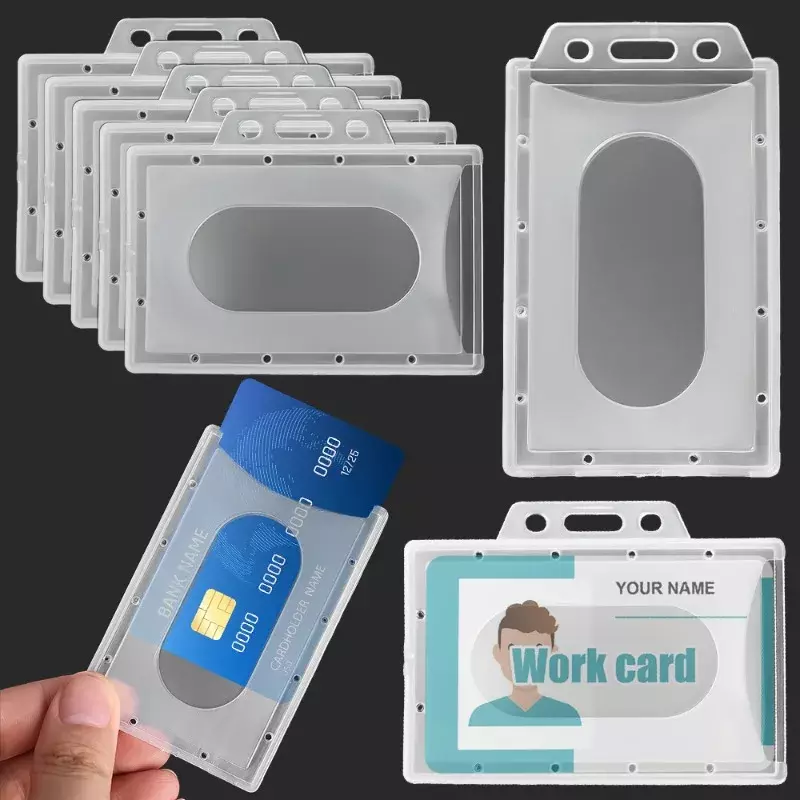 1/10Pcs Acrylic Plastic Work Card Holders Multi-use Hard PVC Badge Work ID Card Holder Protector Covers Case Office Supplies