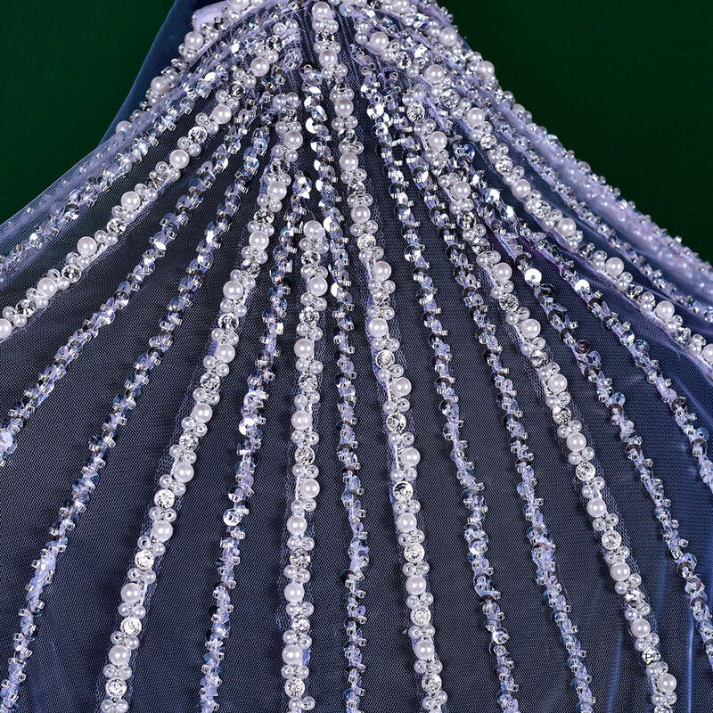 BL4047 wysadzany koralikami stroik ślubny pojedyncza warstwa długi welon slubny nakrycia głowy