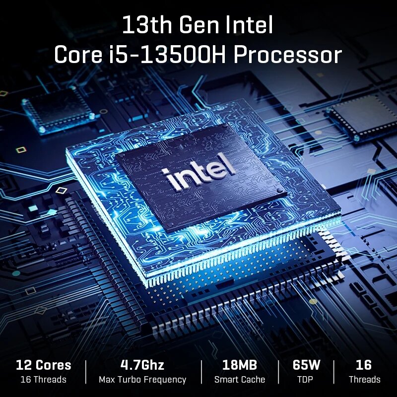 CHUWI CoreBox PC MINI Intel Core i5-13500H, komputer Desktop Gaming 16GB DDR5 512GB SSD 12 Core, 16 ulir M.2 SATA WiFi6 PC