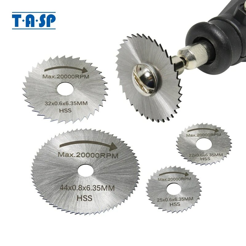 TASP – Mini lames de scie circulaire en HSS, 6 pièces disques de coupe, accessoires d'outils rotatifs compatibles Dremel pour bois, plastique, aluminium