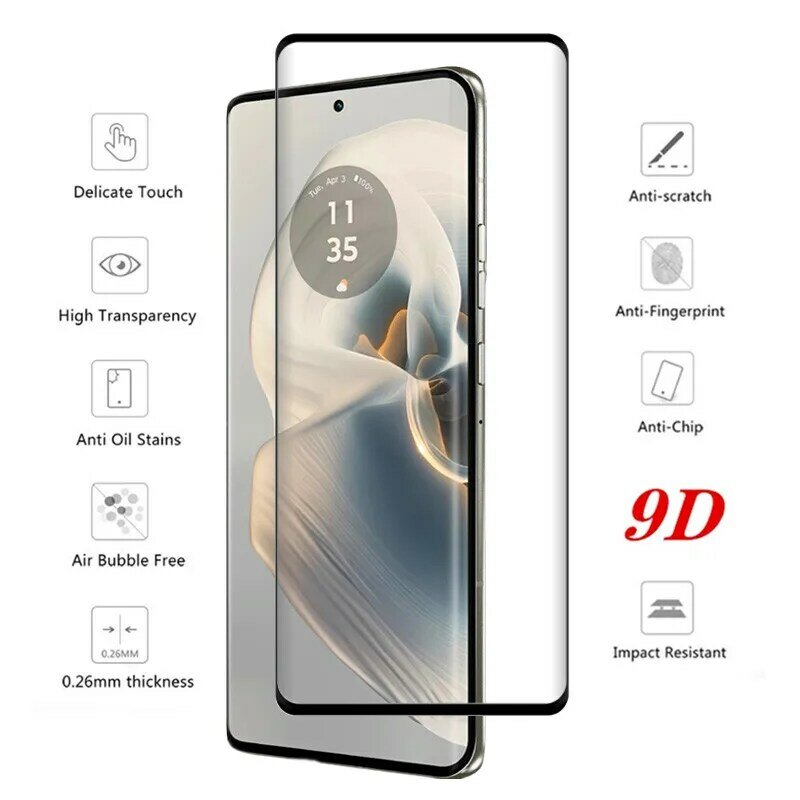 Cristal 9D para Motorola Edge 50 Pro, Protector frontal templado, película transparente para Moto Edge 50 pro, película suave para cámara
