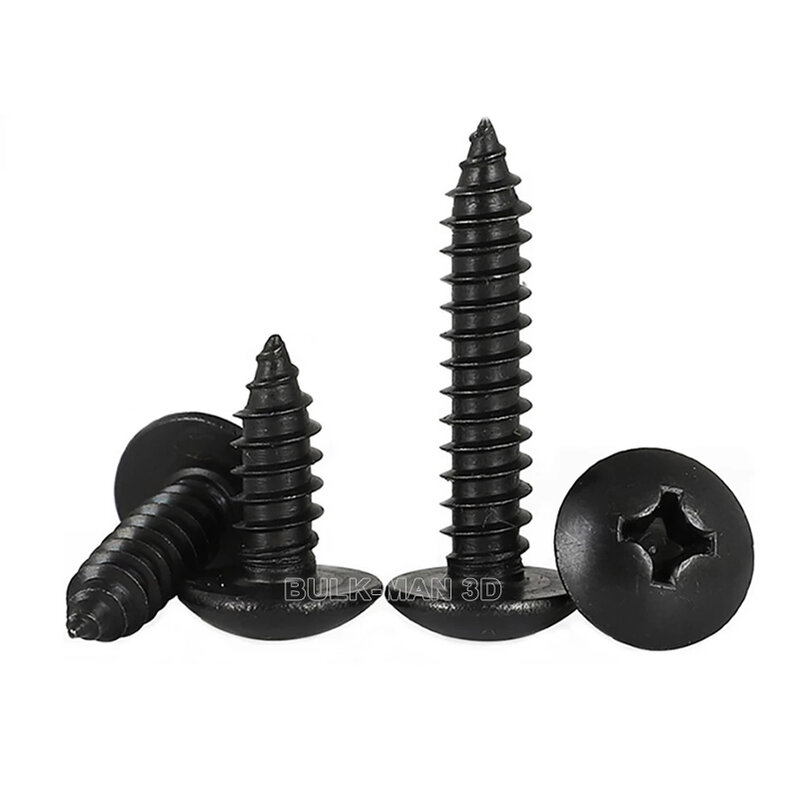 Tornillos autorroscantes de acero al carbono, 10/20/50 piezas, M3, M4, M5, negro, para madera