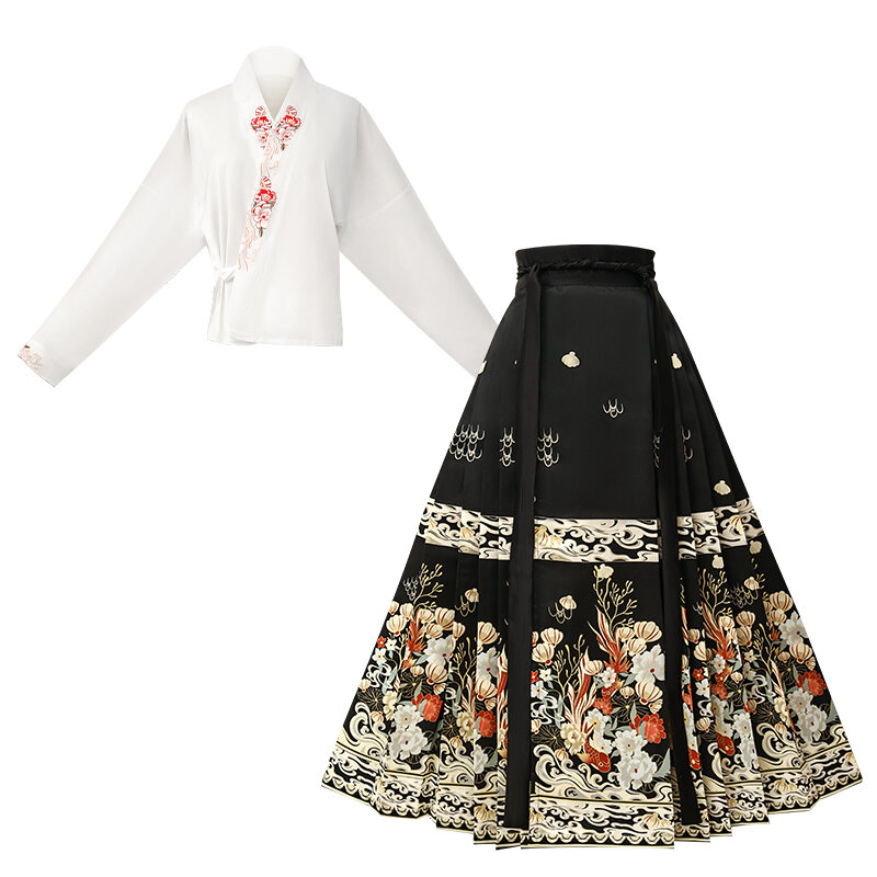女性のための伝統的なドレス,古代の衣装,レトロな漢服,馬の顔のスカート,プリンセスダンス,漢服