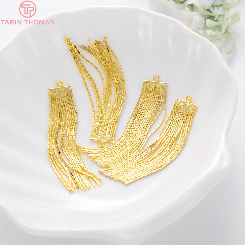 (2669)4PCS ยาว47มม.24K Gold Color Chain Charms จี้เครื่องประดับคุณภาพสูงอุปกรณ์ diy