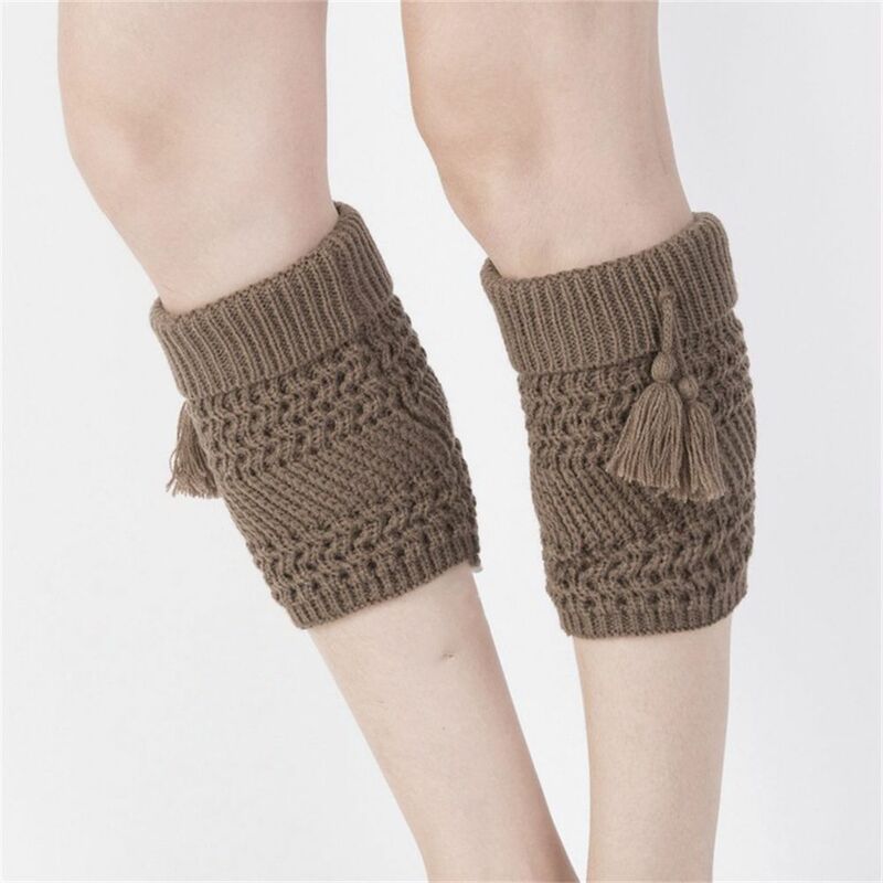 Meias de malha elástica para mulheres, Ankle Warmer, Crochet Tassel Leg Warmers, Meias quentes de inicialização