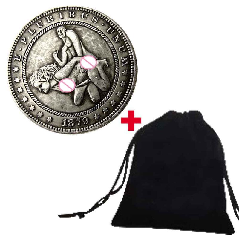 Romantic Luxury Love Yoga Nightclub One-Dollar 3D Art Couple Coins Pocket Decision Coin Commemorative Good Luck Coin+Gift Bag