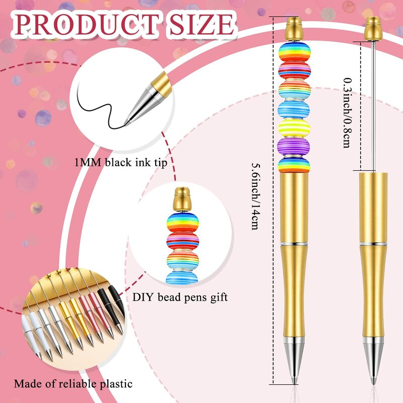 5Pcs Beadable Pens DIY Beaded Pens Beadable Pens Office School Supplies Kid Gift Beads Beaded Pens