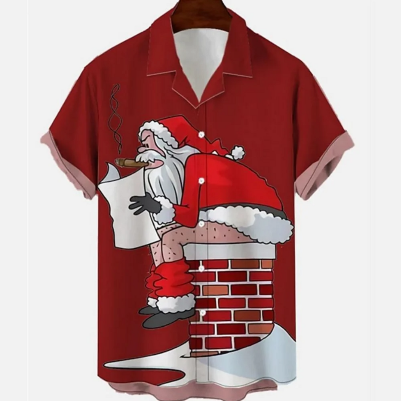남성용 반팔 셔츠, 3D 산타 클로스 그래픽 상의, 힙합 오버사이즈 하와이안 여름 의류, 신제품
