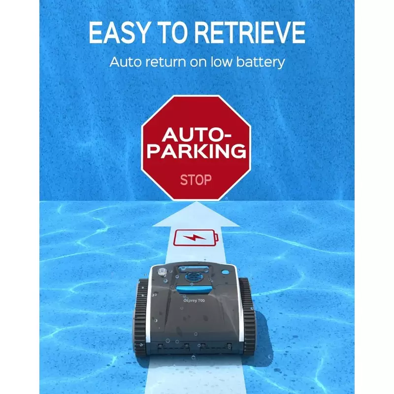 Cordless Robotic Pool Cleaner, Wall Climb Pool Vacuum, with Intelligent Route Planning, Triple-Motor, for Pools Up to 60 Feet