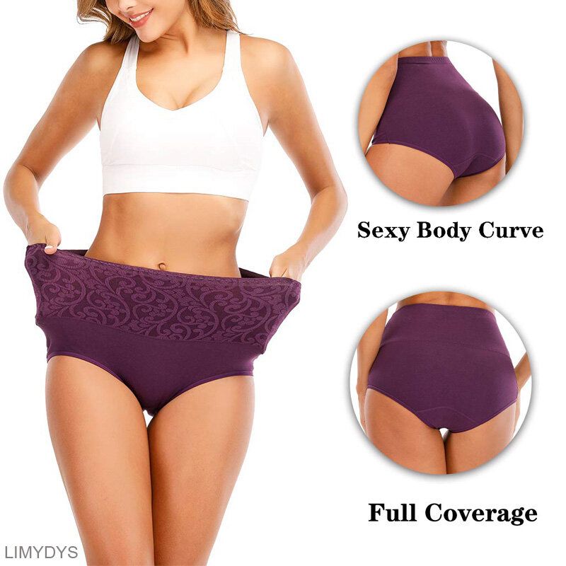 Cuecas de algodão de cintura alta para mulheres, lingerie para senhoras, cuecas, cuecas para controle abdominal, recuperação de cesárea XXXXL, cuecas plus size