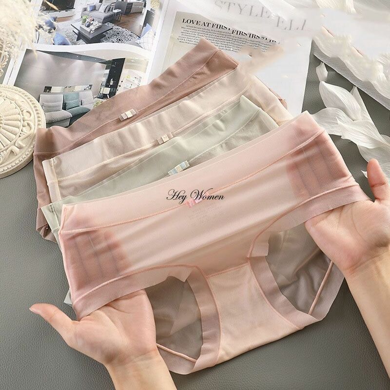 Ice injPanties-Slip transparent pour femme, slip sexy, sans couture, respirant, taille moyenne, sous-vêtement confortable et doux